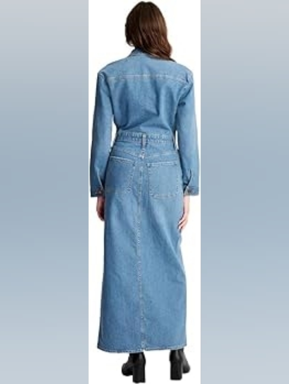 Universal Thread Women's Long Sleeve Denim Maxi Shirtdress Medium Blue Nwt - Picture 6 of 16